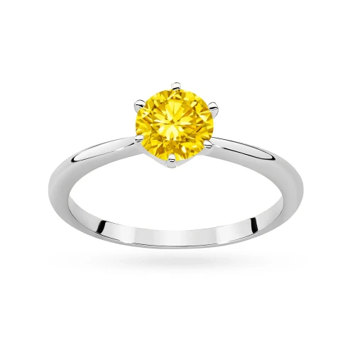 Klasyczny pierścionek z białego złota z żółtym diamentem laboratoryjnym 1,00ct półokrągła szyna Lab Diamonds W0553.B3.LDY.04 marko