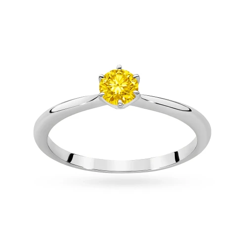Klasyczny pierścionek z białego złota z żółtym diamentem laboratoryjnym 0,50ct półokrągła szyna Lab Diamonds W0553.B3.LDW.02 marko