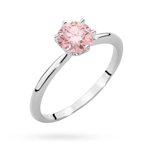 Klasyczny pierścionek z białego złota z różowym diamentem laboratoryjnym 1,00ct półokrągła szyna Lab Diamonds W0553.B3.LDP.04 marko