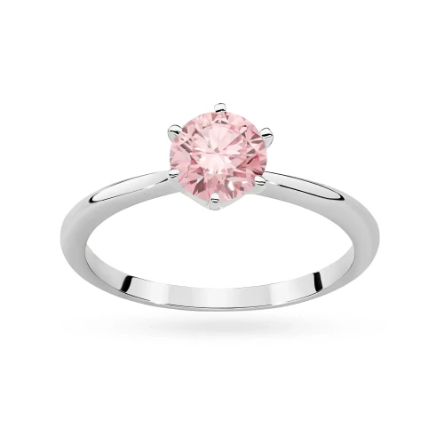 Klasyczny pierścionek z białego złota z różowym diamentem laboratoryjnym 1,00ct półokrągła szyna Lab Diamonds W0553.B3.LDP.04 marko