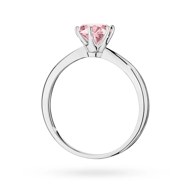 Klasyczny pierścionek z białego złota z różowym diamentem laboratoryjnym 1,00ct półokrągła szyna Lab Diamonds W0553.B3.LDP.04 marko