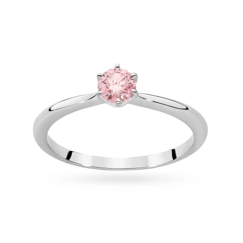 Klasyczny pierścionek z białego złota z różowym diamentem laboratoryjnym 0,50ct półokrągła szyna Lab Diamonds W0553.B3.LDP.02 marko