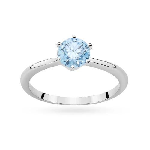 Klasyczny pierścionek z białego złota z niebieskim diamentem laboratoryjnym 1,00ct półokrągła szyna Lab Diamonds W0553.B3.LDA.04 marko