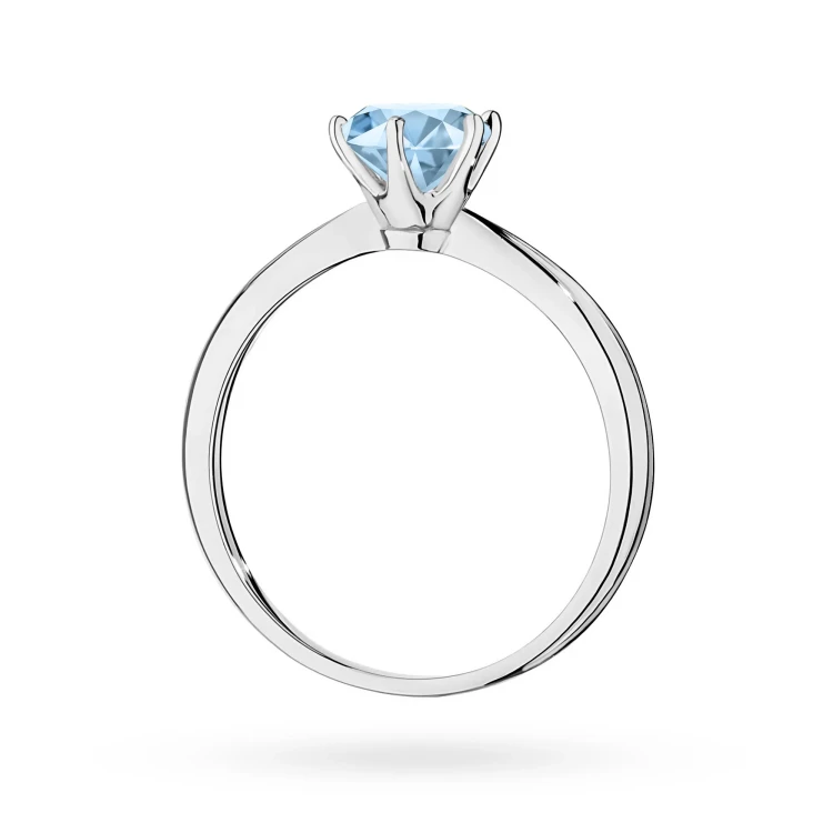 Klasyczny pierścionek z białego złota z niebieskim diamentem laboratoryjnym 1,00ct półokrągła szyna Lab Diamonds W0553.B3.LDA.04 marko