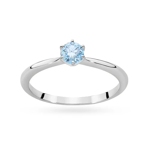 Klasyczny pierścionek z białego złota z niebieskim diamentem laboratoryjnym 0,50ct półokrągła szyna Lab Diamonds W0553.B3.LDA.02 marko