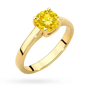 Pierścionek żółte złoto diament  laboratoryjny 1,00ct oprawa cathedral Lab Diamonds