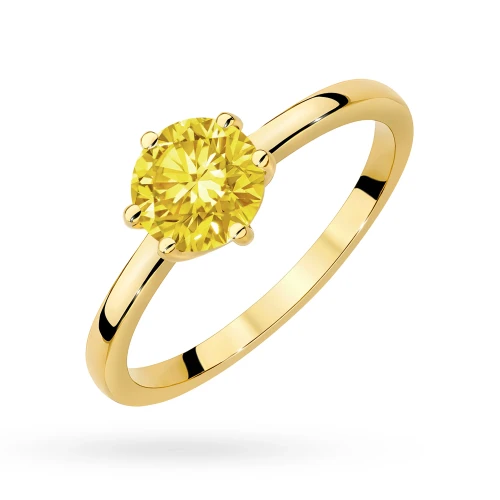 Klasyczny pierścionek z żółtego złota z żółtym diamentem laboratoryjnym 1,00ct w sześciu łapkach Lab Diamonds W0535.Z3.LDY.05 marko