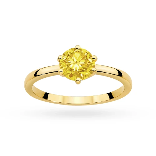 Klasyczny pierścionek z żółtego złota z żółtym diamentem laboratoryjnym 1,00ct w sześciu łapkach Lab Diamonds W0535.Z3.LDY.05 marko