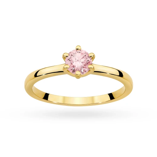 Klasyczny pierścionek z żółtego złota z różowym diamentem laboratoryjnym 0,50ct w sześciu łapkach Lab Diamonds  W0535.Z3.LDP.03 marko