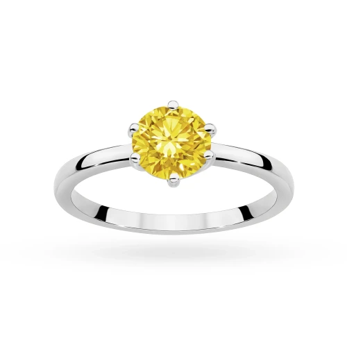 Klasyczny pierścionek z białego złota z żółtym diamentem laboratoryjnym 1,00ct w sześciu łapkach Lab Diamonds W0535.B3.LDY.05 marko