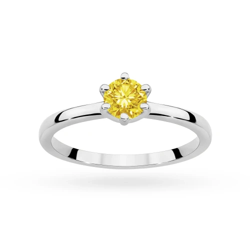 Klasyczny pierścionek z białego złota z żółtym diamentem laboratoryjnym 0,50ct w sześciu łapkach Lab Diamonds W0535.B3.LDY.03 marko