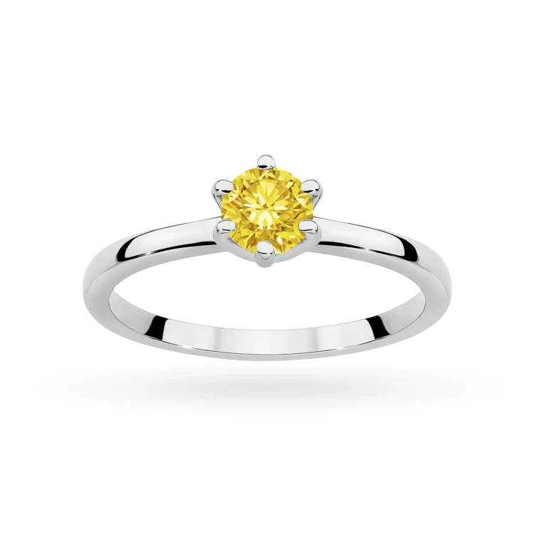 Klasyczny pierścionek z białego złota z żółtym diamentem laboratoryjnym 0,50ct w sześciu łapkach Lab Diamonds W0535.B3.LDY.03 marko