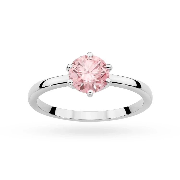 Klasyczny pierścionek z białego złota z różowym diamentem laboratoryjnym 1,00ct w sześciu łapkach Lab Diamonds W0535.B3.LDP.05 marko
