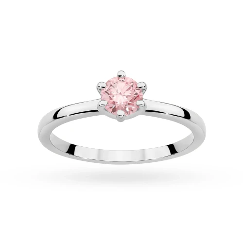 Klasyczny pierścionek z białego złota z różowym diamentem laboratoryjnym 0,50ct w sześciu łapkach Lab Diamonds W0535.B3.LDP.03 marko