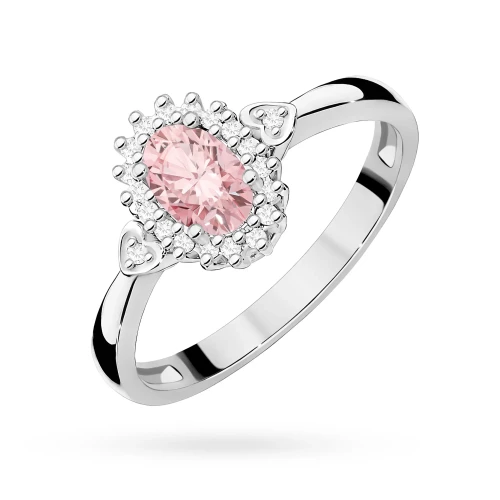 Pierścionek zaręczynowy z białego złota z owalnym różowym diamentem Lab Diamonds kwiatek markiza serca W0312.B3.LDP.01 marko