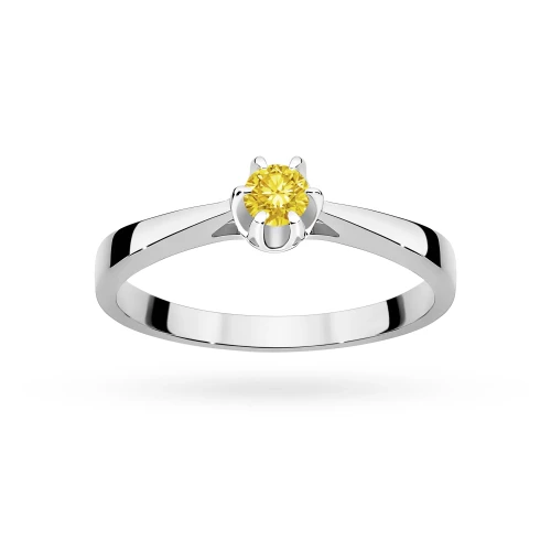 Pierścionek w klasycznym stylu z białego złota z żółtym diamentem laboratoryjnym 0,15ct Lab Diamonds W0295.B3.LDY.01 marko