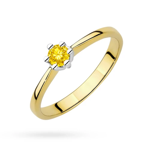 Tradycyjny pierścionek zaręczynowy żółty diament laboratoryjny 0,15ct żółte złoto Lab Diamonds W0256.Z3.LDY.01 marko