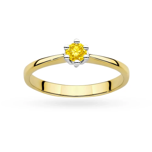 Tradycyjny pierścionek zaręczynowy żółty diament laboratoryjny 0,15ct żółte złoto Lab Diamonds W0256.Z3.LDY.01 marko