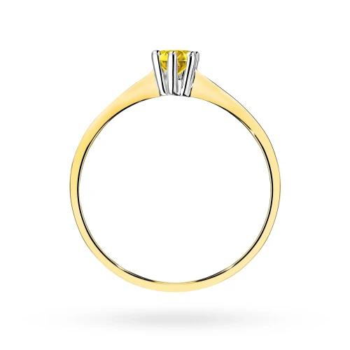 Tradycyjny pierścionek zaręczynowy żółty  diament laboratoryjny 0,15ct żółte złoto Lab Diamonds