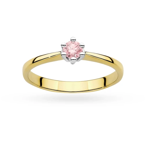 Tradycyjny pierścionek zaręczynowy różowy diament laboratoryjny 0,15ct żółte złoto Lab Diamonds W0256.Z3.LDP.01 marko