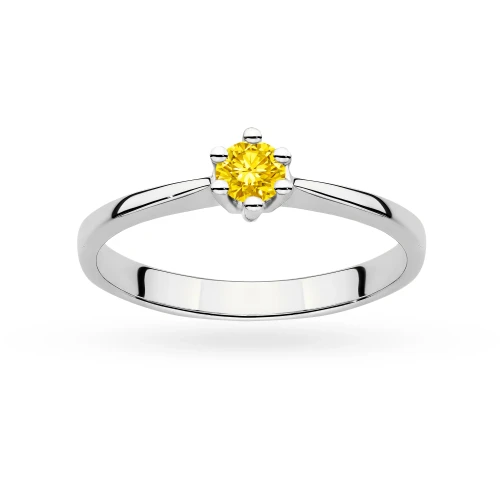 Tradycyjny pierścionek zaręczynowy żółty diament laboratoryjny 0,15ct białe złoto Lab Diamonds W0256.B3.LDY.01 marko
