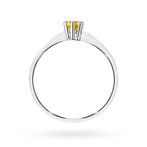 Tradycyjny pierścionek zaręczynowy żółty  diament laboratoryjny 0,15ct białe złoto Lab Diamonds