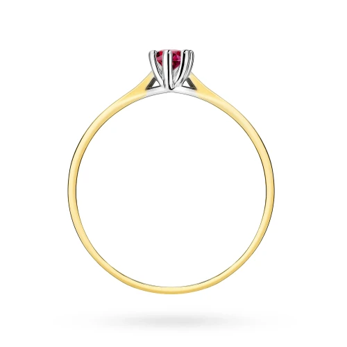 Złoty pierścionek zaręczynowy rubin  0,15ct Klasyka