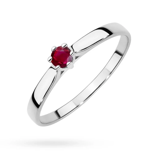 Zaręczynowy pierścionek białe złoto  rubin 0,15ct Klasyka