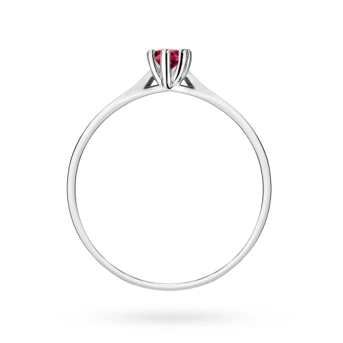 Zaręczynowy pierścionek białe złoto  rubin 0,15ct Klasyka