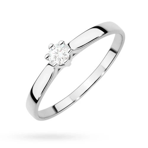 Zaręczynowy pierścionek białe złoto  brylant 0,12ct Klasyka