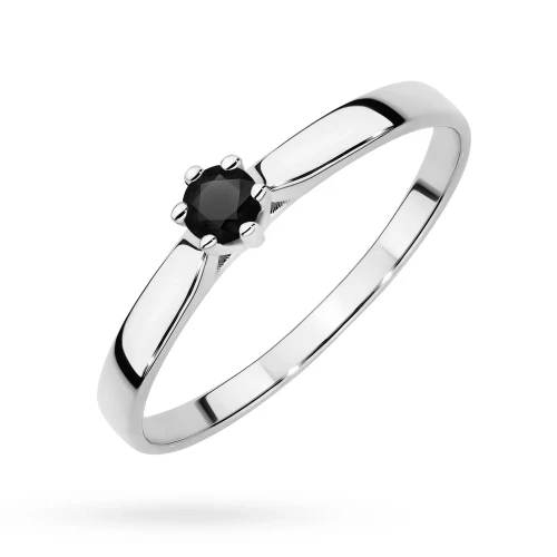 Zaręczynowy pierścionek białe złoto  czarny diament 0,12ct Klasyka