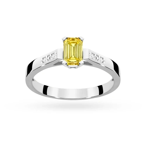 Pierścionek z białego złota z prostokątnym żółtym diamentem laboratoryjnym Lab Diamonds W0078.B3.LDY.01 marko