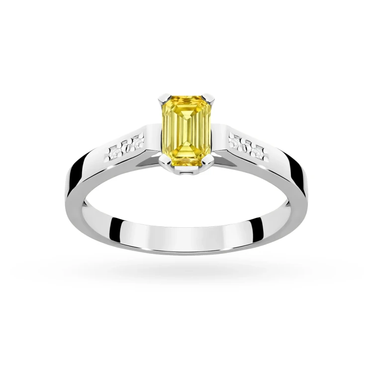 Pierścionek z białego złota z prostokątnym żółtym diamentem laboratoryjnym Lab Diamonds W0078.B3.LDY.01 marko