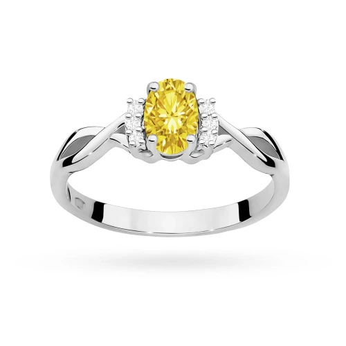 Złoty pierścionek zaręczynowy z białego złota z owalnym żółtym diamentem laboratoryjnym Lab Diamonds W0019.B3.LDY.01 marko