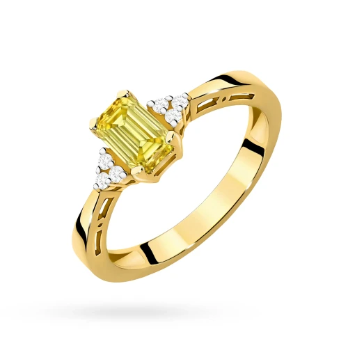 Pierścionek zaręczynowy z żółtego złota z prostokątnym żółtym diamentem laboratoryjnym Lab Diamonds W0002.Z3.LDY.01 marko