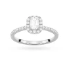 Pierścionek z białego złota z diamentem 0,50ct w szlifie emerald oprawa halo z kamieniami na szynie P0318.B3.DIW.03 marko
