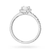 Pierścionek z białego złota z diamentem 0,50ct w szlifie emerald oprawa halo z kamieniami na szynie P0318.B3.DIW.03 marko