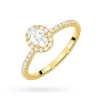 Pierścionek z żółtego złota z diamentem 0,50ct w szlifie owalnym oprawa halo z kamieniami na szynie P0317.Z3.DIW.03 marko