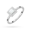 Pierścionek z białego złota z diamentem 0,50ct w szlifie princess w oprawie halo P0315.B3.DIW.03 marko