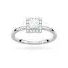 Pierścionek z białego złota z diamentem 0,50ct w szlifie princess w oprawie halo P0315.B3.DIW.03 marko