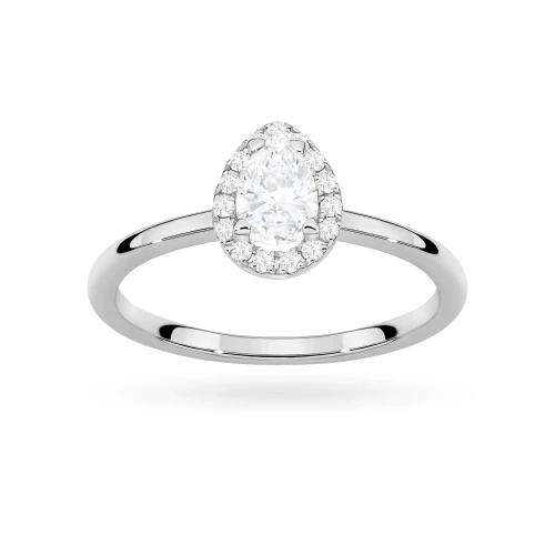 Pierścionek z białego złota z diamentem 0,50ct w szlifie łezka w oprawie halo P0314.B3.DIW.03 marko