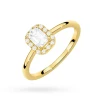 Pierścionek z żółtego złota z diamentem 0,50ct w szlifie emerald w oprawie halo P0313.Z3.DIW.03 marko
