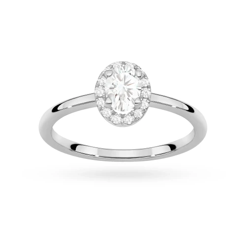 Pierścionek z białego złota z diamentem laboratoryjnym 0,50ct w szlifie owalnym w oprawie halo P0312.B3.LDW.03 marko