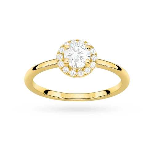 Pierścionek z żółtego złota z diamentem 0,50ct w szlifie brylantowym w oprawie halo P0311.Z3.DIW.03 marko