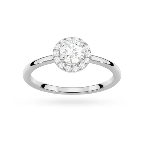 Pierścionek z białego złota z diamentem laboratoryjnym 0,50ct w szlifie brylantowym w oprawie halo P0311.B3.LDW.03 marko