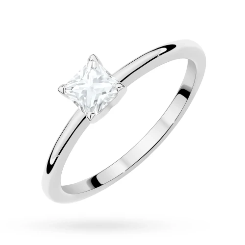 Klasyczny pierścionek z białego złota z diamentem laboratoryjnym 0,50ct w szlifie princess P0305.B3.LDW.03 marko