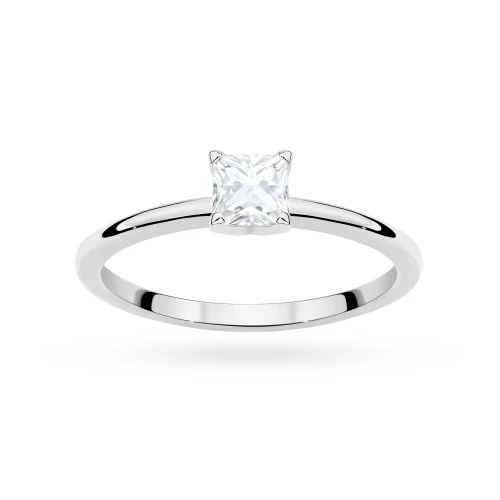 Klasyczny pierścionek z białego złota z diamentem laboratoryjnym 0,50ct w szlifie princess P0305.B3.LDW.03 marko