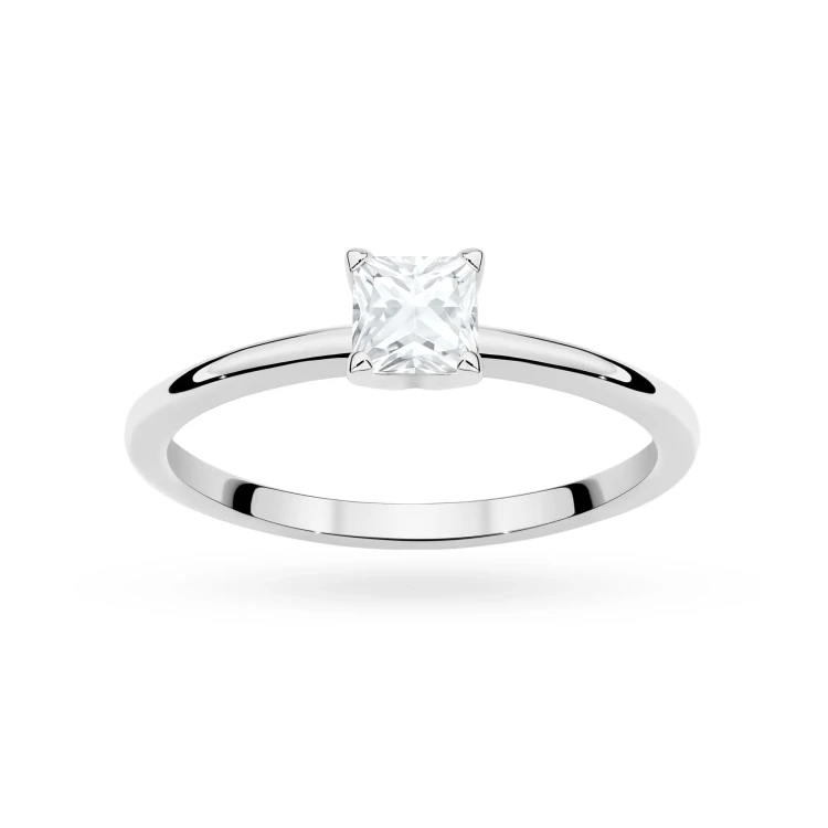 Klasyczny pierścionek z białego złota z diamentem laboratoryjnym 0,50ct w szlifie princess P0305.B3.LDW.03 marko
