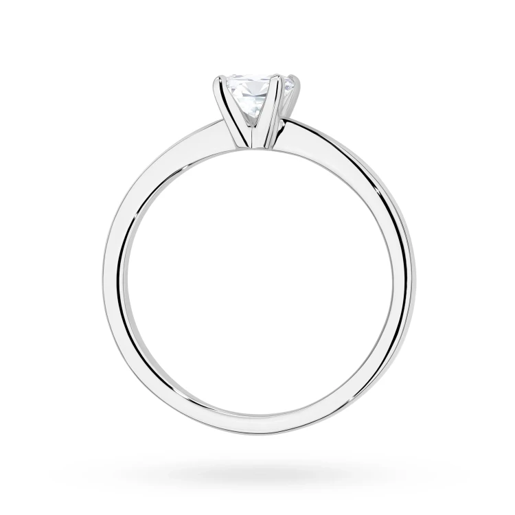 Klasyczny pierścionek z białego złota z diamentem 0,50ct w szlifie princess P0305.B3.DIW.03 marko