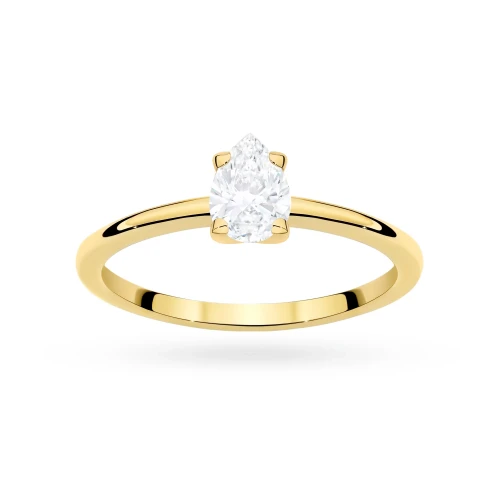 Klasyczny pierścionek z żółtego złota z diamentem 0,50ct w szlifie łezka P0304.Z3.DIW.03 marko